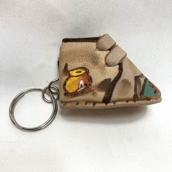 Leather Shoe Keychain From Peru, Hand painted, Hard To Find Item 1.5"L x1"H - Picture 3 of 9